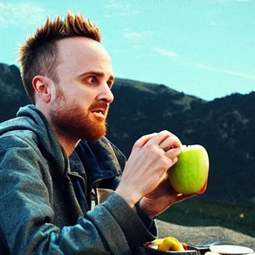 Image similar to jesse pinkman eating an apple