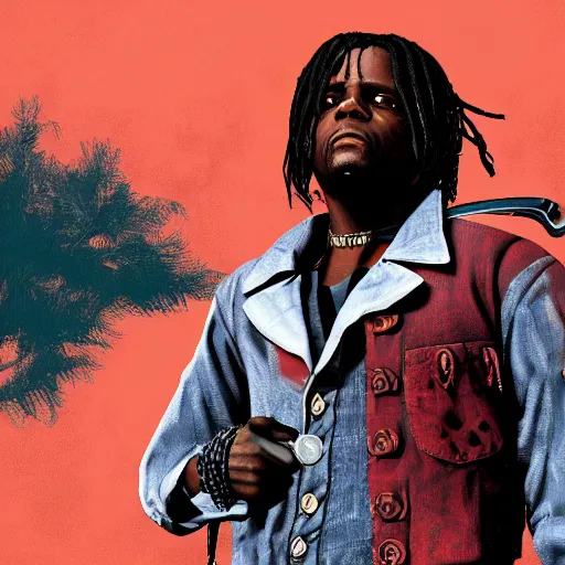 Image similar to Rapper Chief Keef In red dead redemption 2 digital art 4K quality super realistic