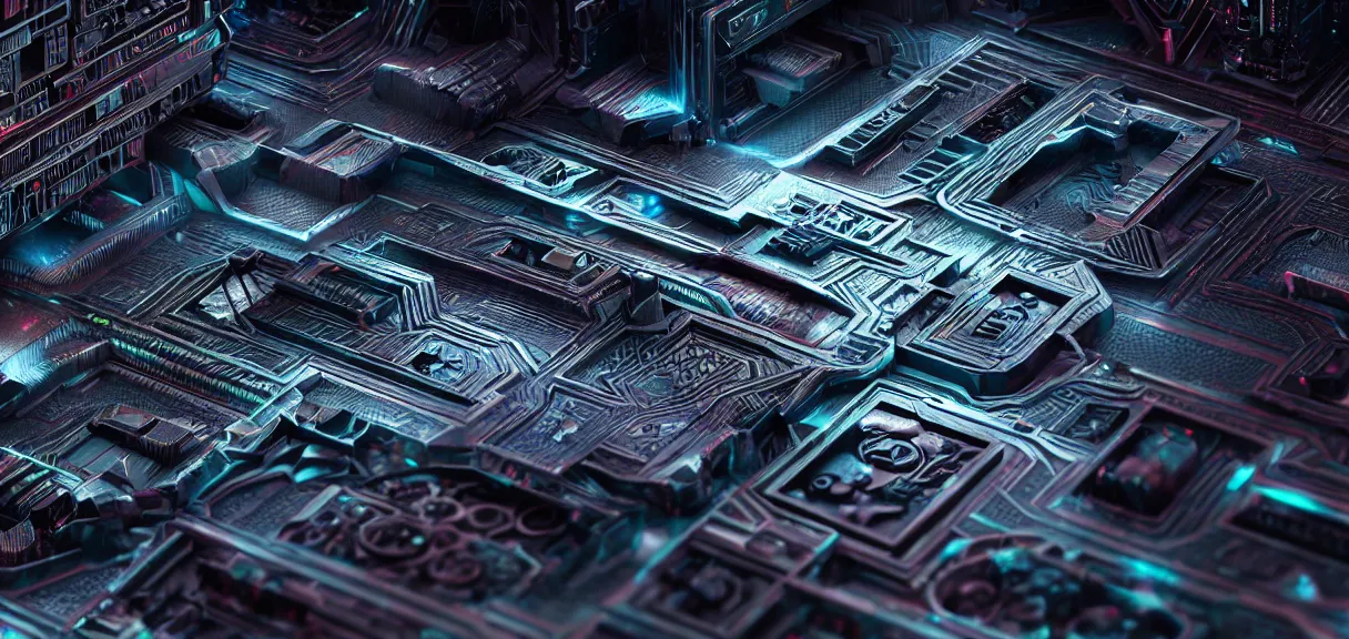 Image similar to fractal motherboard, greg rutkowski, esuthio, craig mullinshyper, scifi, symmetry fractal, octane render, detailed realistic 8 k,