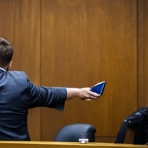 Image similar to Alex Jones desperately reaching for his out of reach phone in the courtroom, EOS 5DS R, ISO100, f/8, 1/125, 84mm, RAW, Dolby Vision, Vision AI