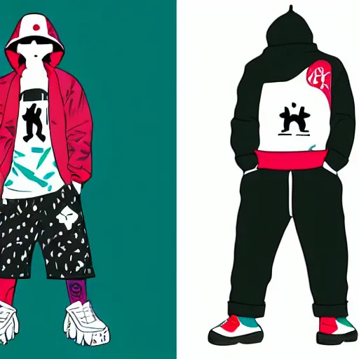 Image similar to streetwear fashion influencer character illustration influenced by kaws