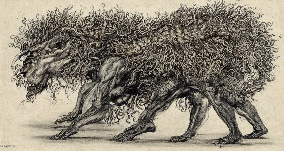 Image similar to bizarre bestiary of repressed unconscious emotional monsters and creatures