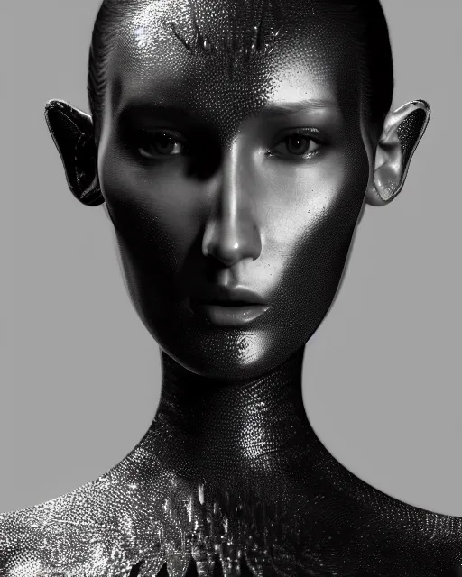 Image similar to a highly detailed metahuman 8 k close up render of bella hadid in iris van herpen dress made in unreal engine 4