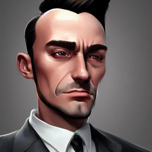 Prompt: a digital painting of a man in a suit and tie, a character portrait by echo chernik, cgsociety, photorealism, ilya kuvshinov, 2 d game art, artstation hd