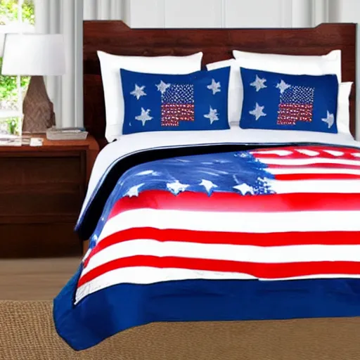 Prompt: american flag bedsheets