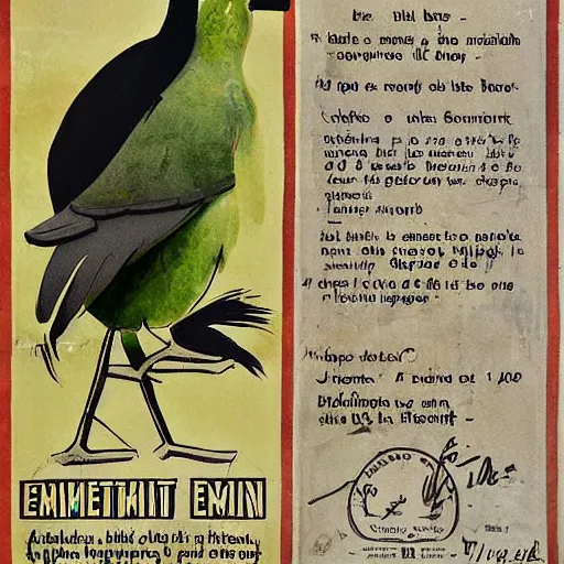 Prompt: A kiwi bird, Emmet McBain poster