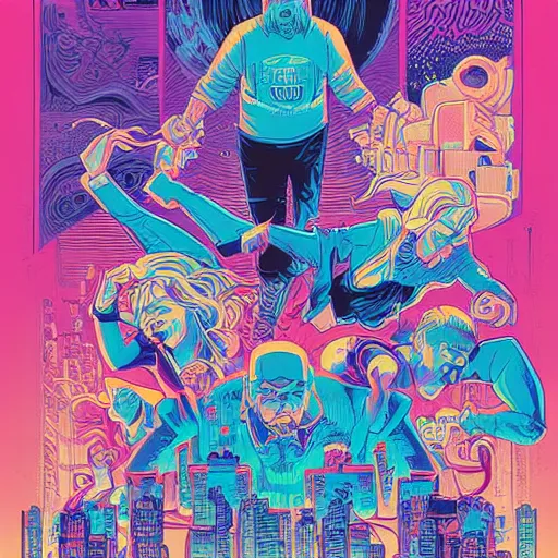 Prompt: hyper crush band, by josan gonzales and dan mumford