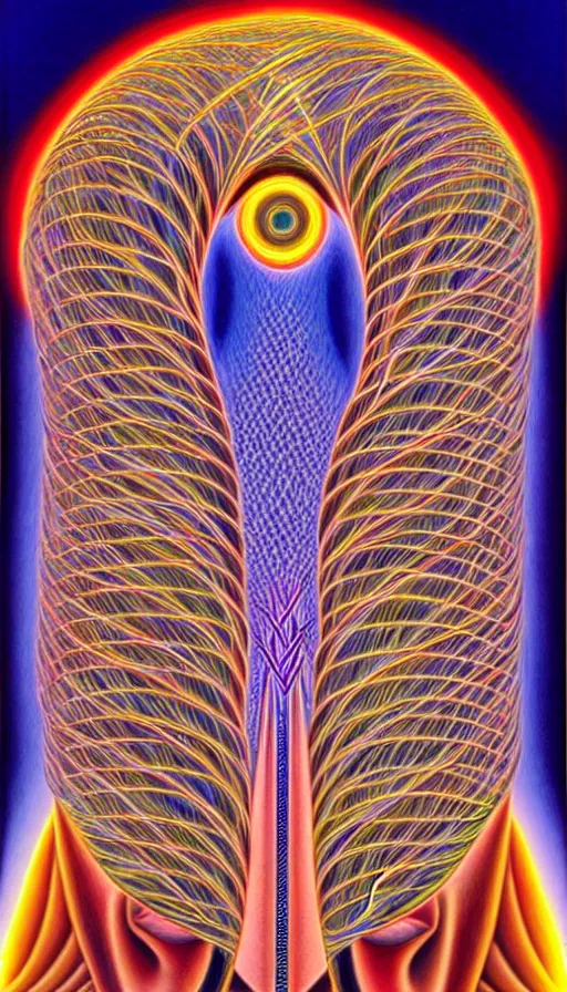 Image similar to the two complementary forces that make up all aspects and phenomena of life, by Alex Grey ,