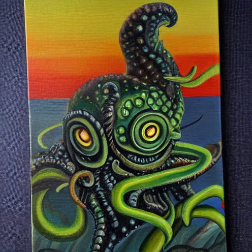 Image similar to oil painting of cthulu