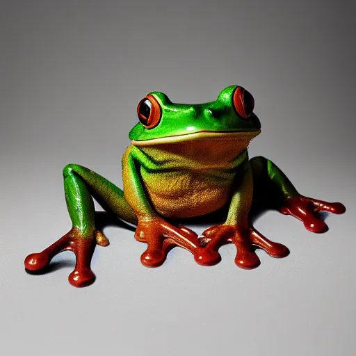 Prompt: a stuffed frog, realistic, photo studio, HDR, 8k, trending on artstation