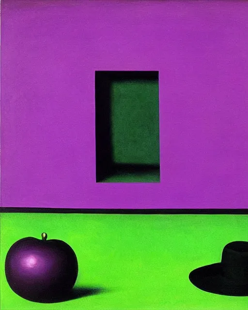 Image similar to purple green and black painting by magritte