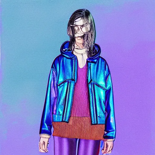 Image similar to a drawing of an iridescent blue and purple jacket, a color pencil sketch by avgust cernigoj, instagram contest winner, digital art, art on instagram, seapunk