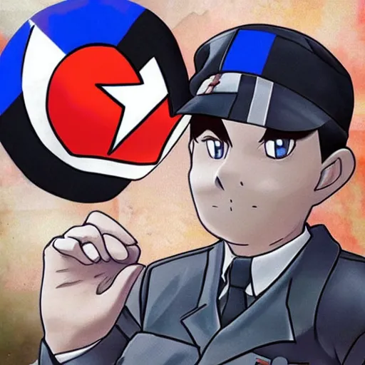 Image similar to ‘Adolf hitler Pokémon trainer, anime’