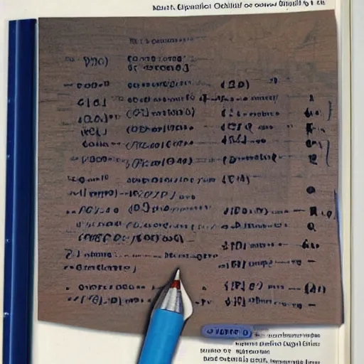 Prompt: photo of an open math textbook from the 9 0 s defaced with pen
