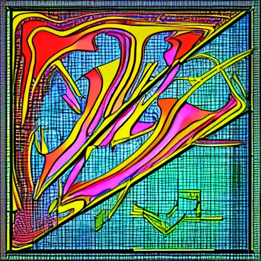 Image similar to an engineering drawing of the big bang in the style of trapper keeper art