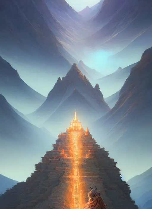 Image similar to highly detailed portrait tibet mountain, stephen bliss, unreal engine, fantasy art by moebius greg rutkowski, loish, rhads, ferdinand knab, makoto shinkai and lois van baarle, ilya kuvshinov, rossdraws, tom bagshaw, global illumination, radiant light, detailed and intricate environment