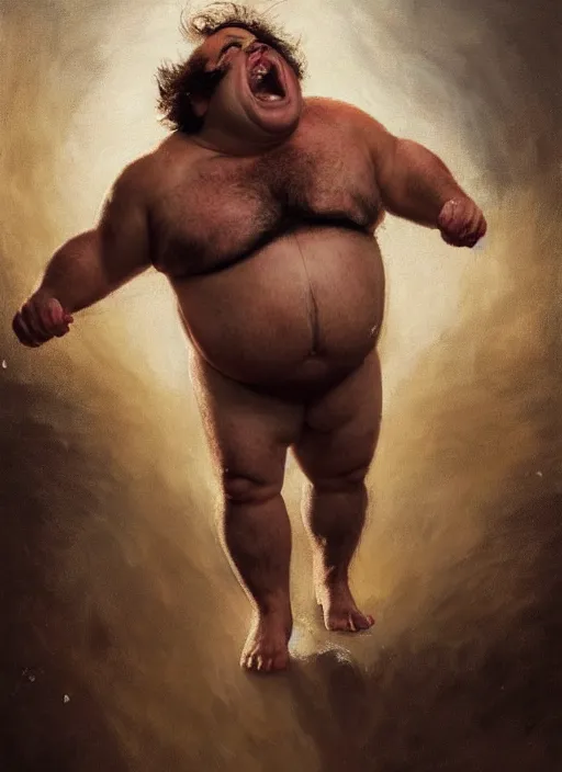 Image similar to Portrait of Fat Danny Devito with his belly sticking out as The Wolverine (2013), Hes screaming at the rain in the middle of the night road, realistic, detailed, 4k by Greg Rutkowski Mark Arian trending on artstation