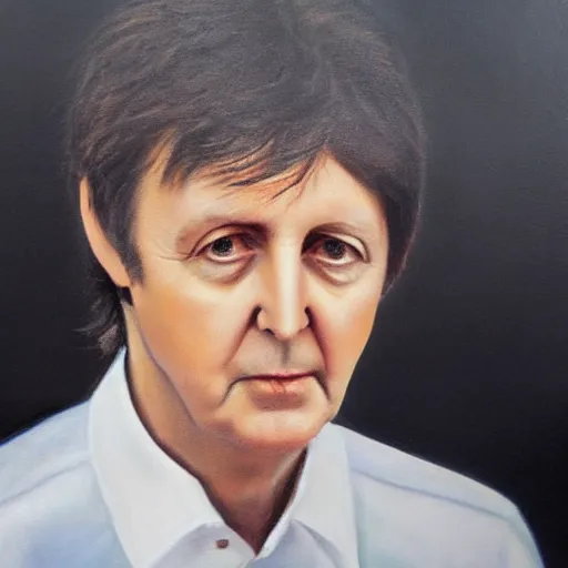 Prompt: a framed oil painting of an older paul mccartney, 8 k, high definition, highly detailed, photo - realistic
