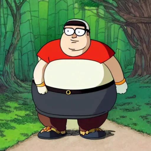 Image similar to Peter Griffin in the style of Studio Ghibli