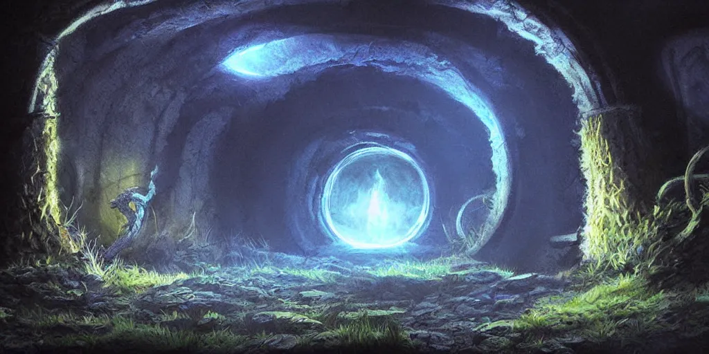 Prompt: deep dark fuzzy hollow tunnels of the umbral zone, award winning art, epic dreamlike fantasy landscape, art print, science fiction, ultra realistic,