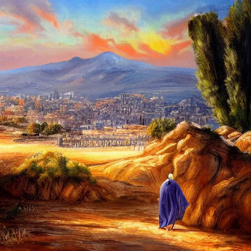 Image similar to a painting of israel, trending on art station, beautiful, grand, epic,