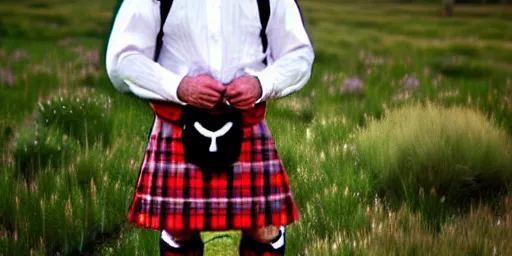 Prompt: a happy scotsman wearing a kilt being happy in a meadow, 4 k, 8 k