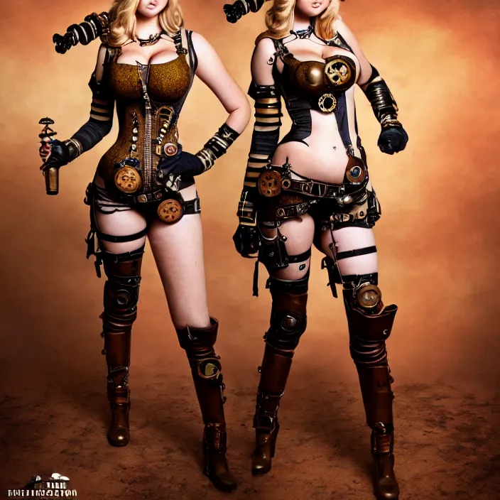 Image similar to full body photograph of kate upton as a steampunk warrior, Extremely detailed. 8k