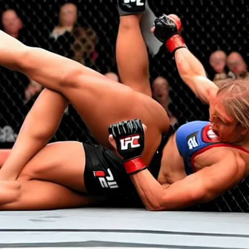 Image similar to transgender muscular woman beating up woman in ufc