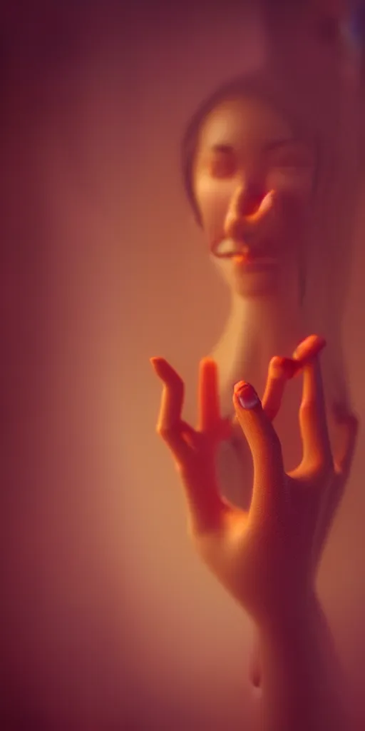 Image similar to a blurry closeup picture of woman's skin gripped tightly, female bodies, hands, dripping wet, macro photography, long exposure photograph, surrealism, anamorphic bokeh, cozy, soft light, cyan and orange, caustic, atmospheric fog, octane render, cinematic