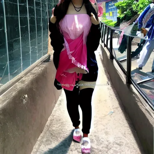 Image similar to anime girl walking in noida