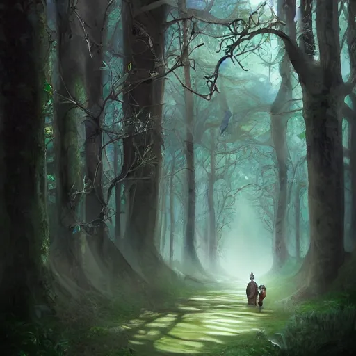 Image similar to corridors through fantasy forest dreamscapes, highly detailed painting, illustration, trending on artstation