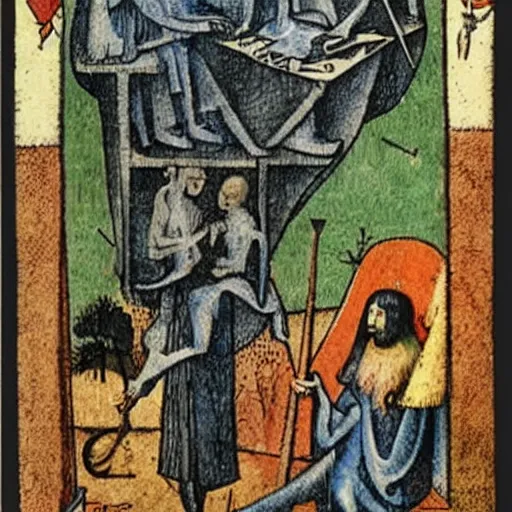 Image similar to tarot card designed by hieronymous bosch.