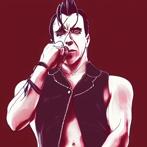 Image similar to Till Lindemann in anime style, high quality art, 8K, HD, render