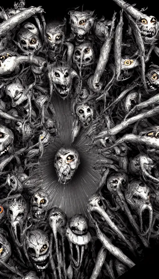 Prompt: a storm vortex made of many demonic eyes and teeth, with unreal engine