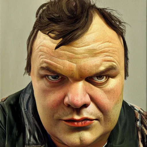 Prompt: high quality high detail painting by lucian freud, hd, portrait of mad jack black