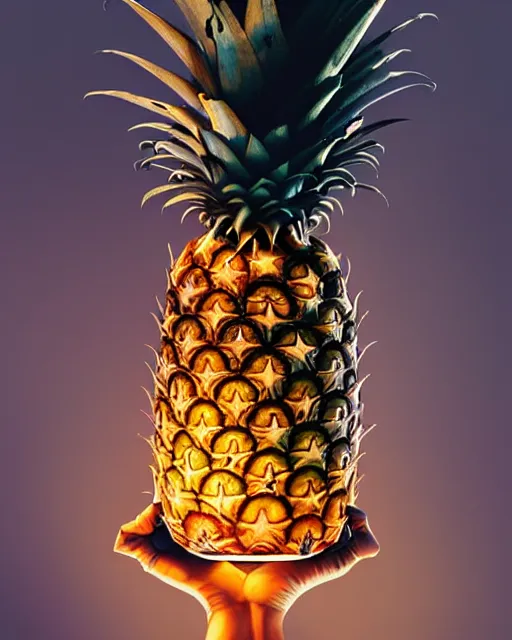 Prompt: a pineapple human holding a large glass of port, nightclub, elegant, real life skin, intricate, high detailed, artstation, concept art, smooth, sharp focus, art by artgerm and greg rutkowski