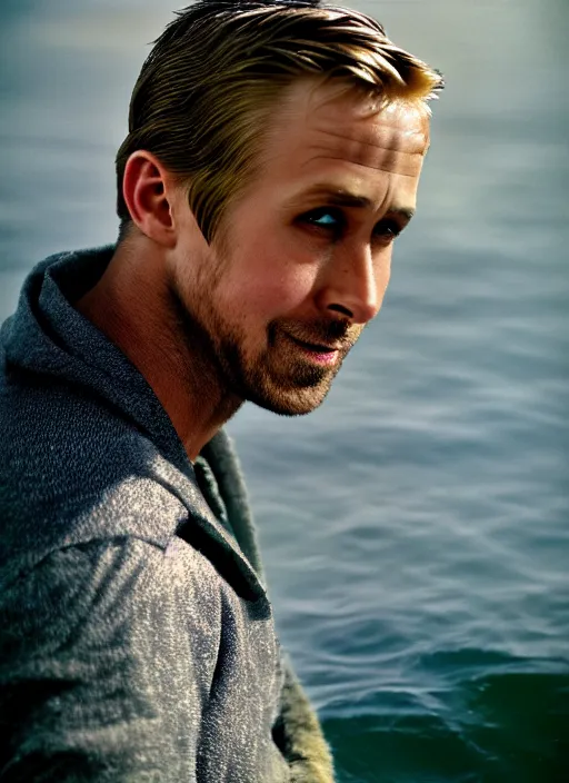 Image similar to ryan gosling fused with a goose, natural light, bloom, detailed face, magazine, press, photo, steve mccurry, david lazar, canon, nikon, focus