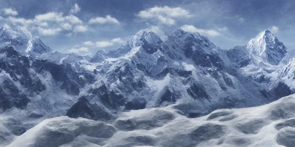 Himalayan snowy Mountains, realistic, Digital art | Stable Diffusion