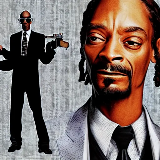 Prompt: still image of snoop dogg as agent smith from the matrix, photo