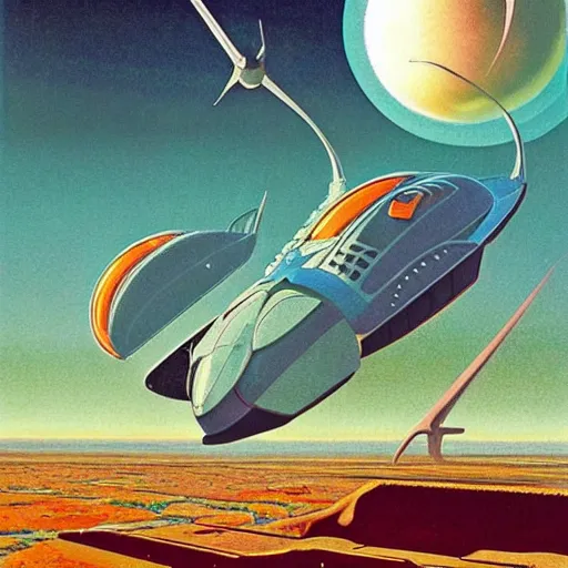 Prompt: retro futurism, solarpunk, artwork by roger dean, by dean ellis