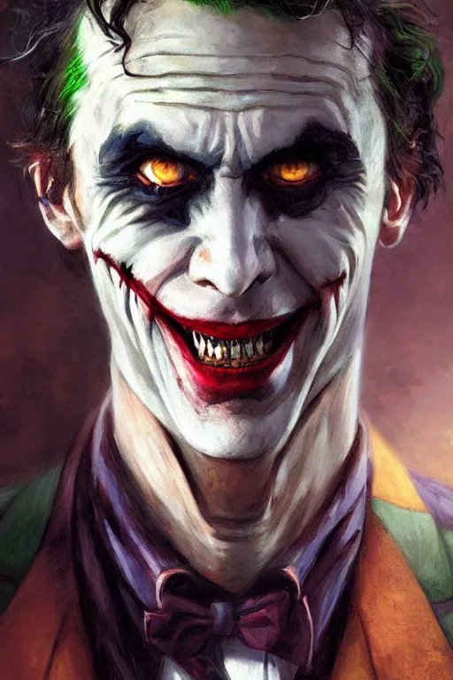 Prompt: a portrait of mike matei as the joker, by gaston bussiere, by mandy jurgens and bayard wu and greg rutkowski, cinematic lightning