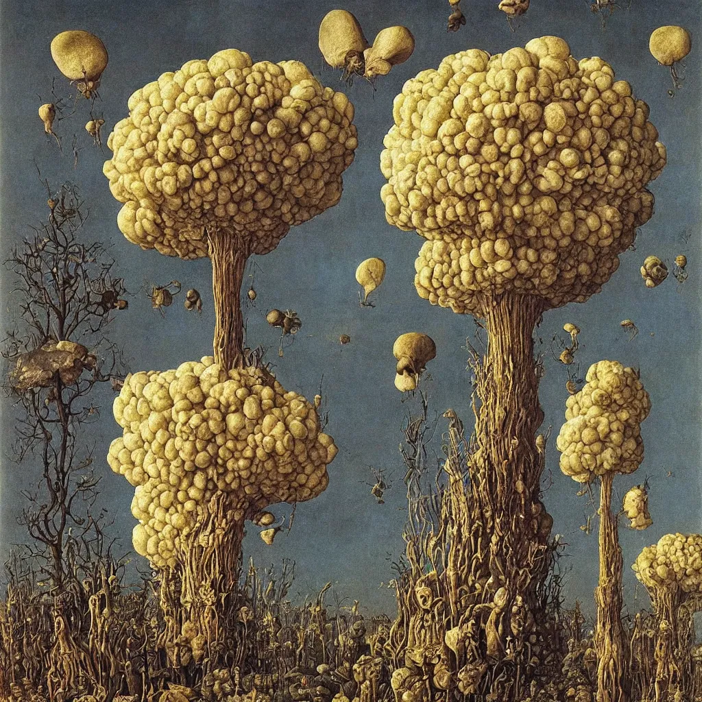 Prompt: a single colorful! ( sergio toppi ) fungus tower white! clear empty sky, a high contrast!! ultradetailed photorealistic painting by jan van eyck, audubon, rene magritte, agnes pelton, max ernst, walton ford, andreas achenbach, ernst haeckel, hard lighting, masterpiece