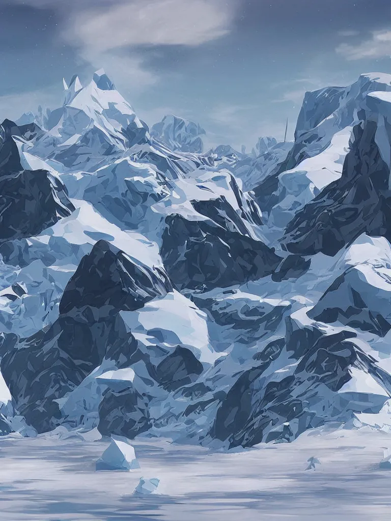 Prompt: antarctica by disney concept artists, blunt borders, rule of thirds