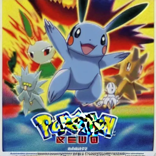 Prompt: pokemon movie poster, totodile lead actor, ken sugimori, satoshi tajiri, 2 0 0 1 advertisment, film poster