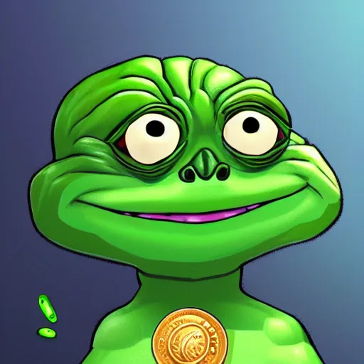 Prompt: pepe with coins, artstation