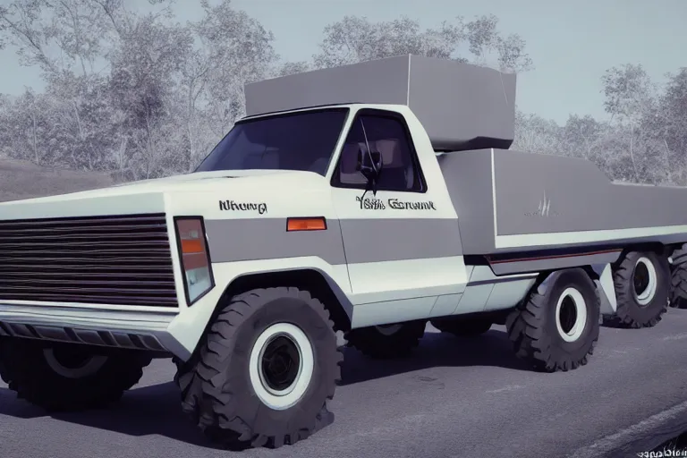 Prompt: 1980s cheverlot truck concept art, 8k, unreal engine, photorealism, cinematic