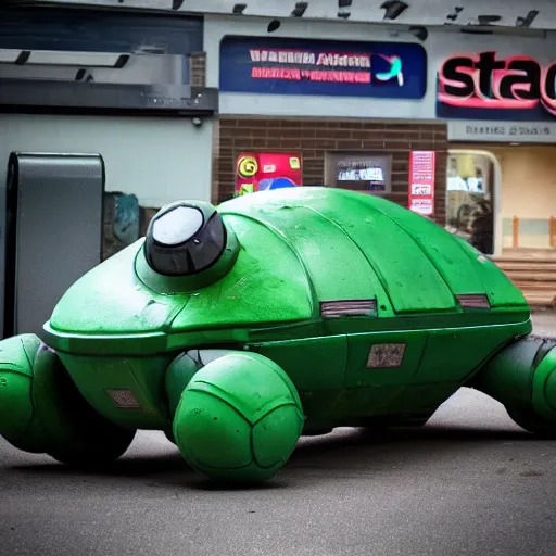 Image similar to Starbug from red dwarf tv series parked in Tesco carpark, still, photography