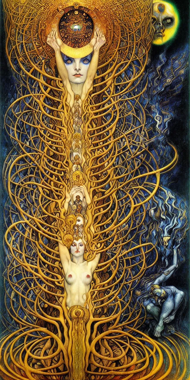 Image similar to Divine Chaos Engine by Karol Bak, Jean Delville, William Blake, Gustav Klimt, and Vincent Van Gogh, symbolist, visionary