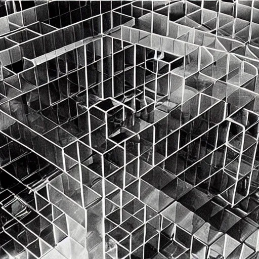 Image similar to hypercube by m. c. escher, art installation, photograph