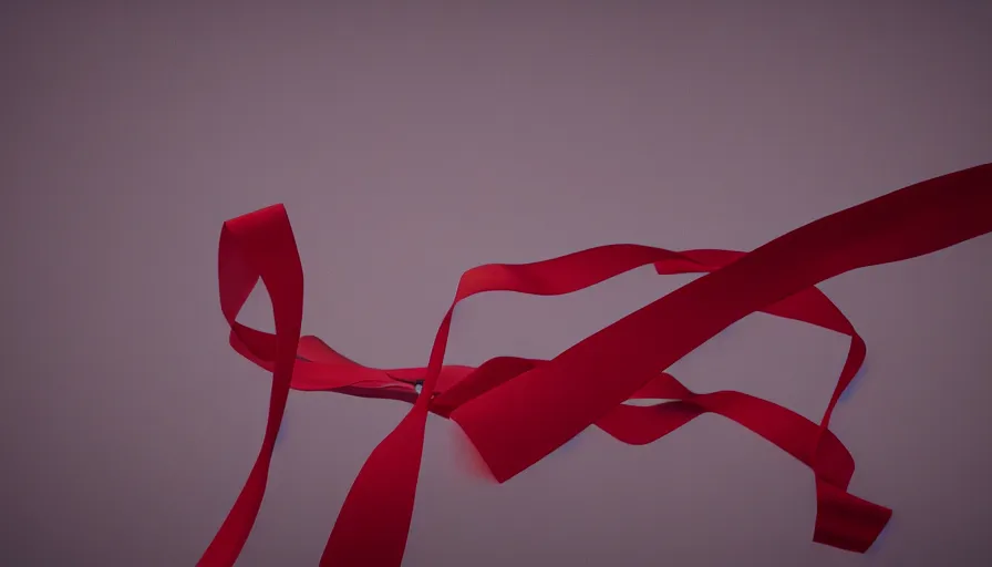 Prompt: red ribbons floating, cloth simulation, photorealistic rendering, volumetric lighting, octane, redshift, 4 k